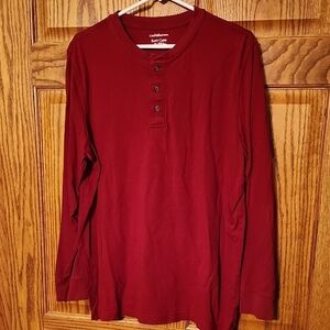 Croft & Barrow Men's Burgundy Long Sleeve Henley Size M